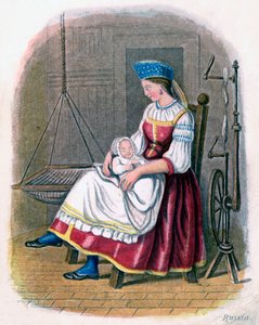 Russisk kvinde med baby, 1809.