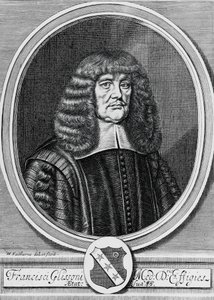 Portræt af Francis Glisson (1597-1677), britisk fysiker, anatom og læge, gravering af John Ward Dunsmore