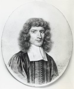 Portræt af Isaac Barrow (1630-1677), engelsk kristen teolog og matematiker, gravering af John Ward Dunsmore