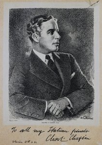 Portræt af Sir Charles Spencer Chaplin (1889-1977), engelsk skuespiller og instruktør af John Ward Dunsmore