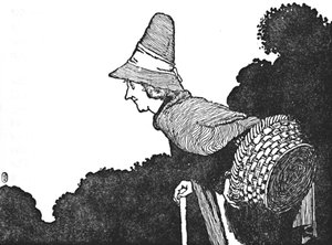 Og mødte en gammel kvinde med en kurv fuld af bær, c1930 af William Heath Robinson