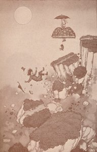 Hvordan opfinderen af flyet først fik ideen under et jordskred, c1918 1919 af William Heath Robinson