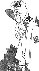 Hun bar en stor hat, med de smukkeste blomster på, c1930 af William Heath Robinson