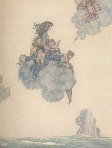 Med The Rest of Her Children of Air, Soared High Above the Rosy Cloud, c1930 af William Heath Robinson