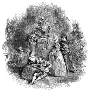 Scene fra Watteau i 1644, 1844. af W. J. Linton