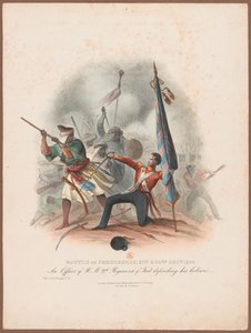 ?Slaget ved Ferozeshah 21. og 22. december 1845. En officer fra HM 9. Regiment, der forsvarer sine farver? af W. Kohler