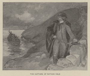 Tilfangetagelsen af Nathan Hale (litho) af W. P. Snyder