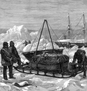 Forbereder sig på at starte på en slædetur i Arktis, 1875. af W. Palmer