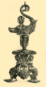 Lampe i form af sfinkslignende havdyr, c1510-1530, 1881. af W. W. McCarty