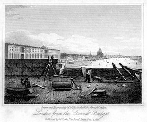 London fra Strand Bridge, 1816.