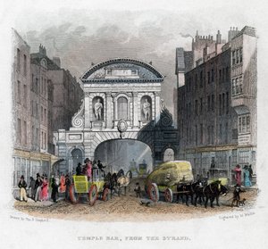 Temple Bar, fra Strand, London, 1829.
