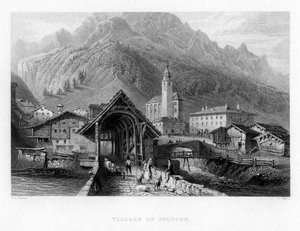Landsbyen Splugen, Schweiz, 1834