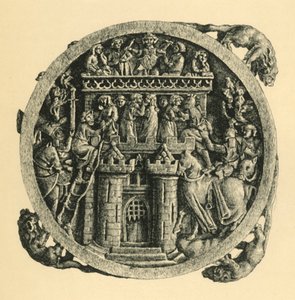 Elfenbens spejlhus, der forestiller Storming of the Castle of Love, begyndelsen af midten af det 14. århundrede, 1881. af W. Wise