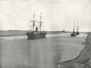 Skibe på Suez-kanalen, Kantara, Egypten, 1895.
