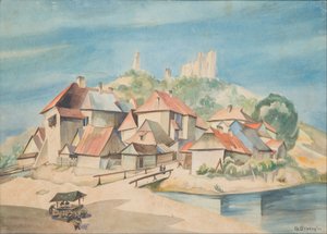 Udsigt over Kazimierz ved floden Vistula af Władysław Skoczylas