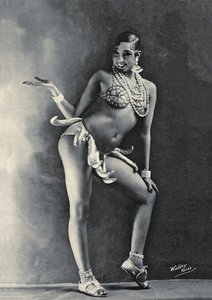 Josephine Baker iført sit berømte banankostume ca. 1927 (s/h-foto)