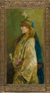 Portræt af Sarah Bernhardt som Roxanna i ""Adrienne Lecouvreur"" af Robertson, Walford Graham (1867-1948). Olie på lærred, størrelse: 122x61 af Walford Graham Robertson