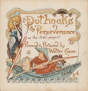 Illustration til Pothooks and Perseverance af Walter Crane (farvelitografi) af Walter (after) Crane