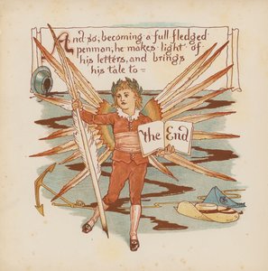 Illustration til Pothooks and Perseverance af Walter Crane (farvelitografi) af Walter (after) Crane