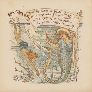 Illustration til Pothooks and Perseverance af Walter Crane (farvelitografi) af Walter (after) Crane