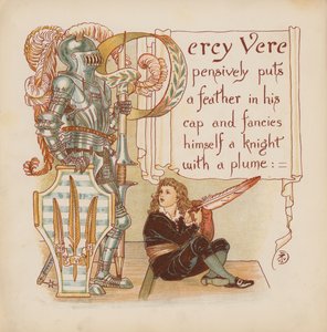Illustration til Pothooks and Perseverance af Walter Crane (farvelitografi) af Walter (after) Crane