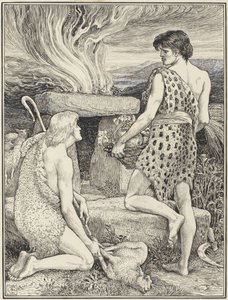 Kain og Abel af Walter Crane (signed by artist)