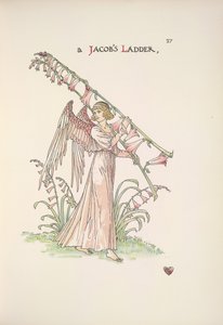 En Jakobsstige. En engel holder en stige lavet af planter af Walter Crane