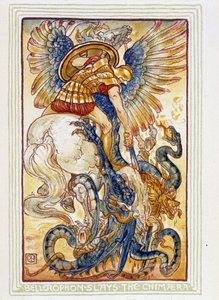 Bellerophon combat les chimeres - i "" En vidunderbog for piger og drenge"", ill. af Walter Crane af Walter Crane