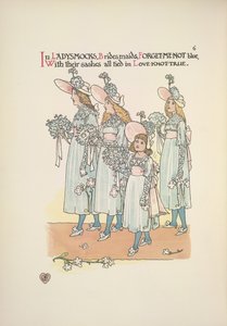 Brudepiger i forglem-mig ikke blå damesko af Walter Crane