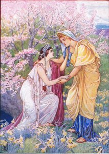 Demeter glædede sig, for hendes datter var ved hendes side, illustration fra The Story of Greece , 1930