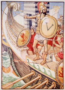 Han blev et mål for hver pil, illustration fra The Story of Greece af Mary Macgregor af Walter Crane