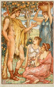 Hercules and the nymphs, illustration fra 