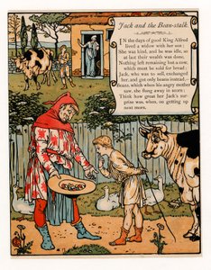 Jack sælger sin ko for bønner, fra The Blue Beard Picture Book, pub. 1879 farvelitografi, 1879. af Walter Crane