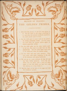 Metode til at undervise i Golden Primer. Blomstergrænser med kerubs. af Walter Crane