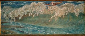Neptuns heste (olie på lærred) af Walter Crane