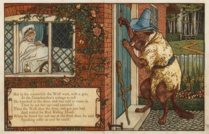 Rødhætte (farve litografi) af Walter Crane