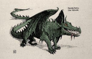 Repræsentation af den mytologiske drage Ashchemon Tegning af Walter Crane fra 1899. af Walter Crane