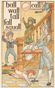 Rimende ord, der ender på bogstavet L. Børn og en butler. Den gyldne primer. af Walter Crane