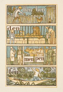 Rimende ord, der ender på bogstavet N . Den gyldne primer. af Walter Crane