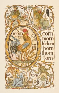 Rimende ord, der ender på bogstavet N. For at illustrere brugen af bogstavet O. Den gyldne grundbog. af Walter Crane