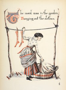 Pigen var i haven hængende tøjet ud. af Walter Crane