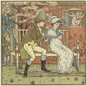 Der var en lille mand, og han bejlede til en lille tjenestepige af Walter Crane
