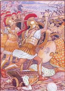 De styrtede ind i den persiske hær med enorm kraft, illustration fra The Story of Greece, 1930