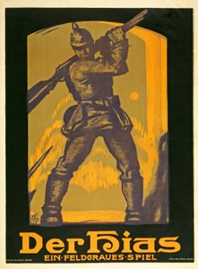 Plakat, der reklamerer for et skuespil The Hias, et feltgrå spil af Heinrich Gilardone, udgivet 1917