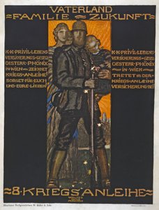 Fædreland, familie, fremtid? pub. 1918 (farvelitografi) af Walter Ditz