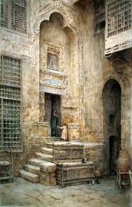A Courtyard in Cairo (akvarel på papir)