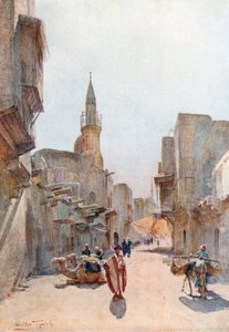 En gade nær citadellet, Cairo (farvelitografi)