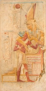 Isis sutter på Seti I, Abydos (akvarel) af Walter Frederick Roofe Tyndale