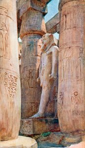 Statue af Ramses II, Luxor-templet (farvelitografi)