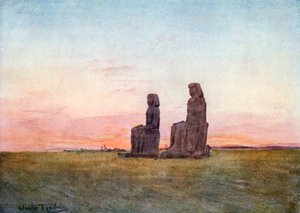 Kolosserne ved Theben (farvelitografi)